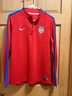 Nike women’s USA Soccer Quarter-Zip Top with Blue Trim